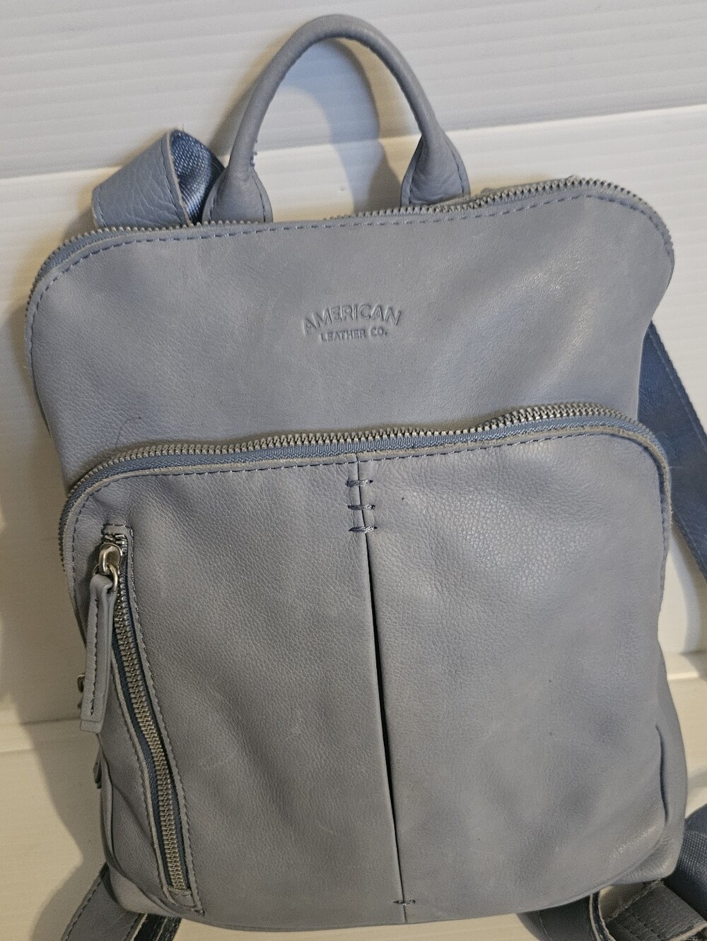 American Leather Co. Cleveland Leather Backpack – Sky Blue Slouchy Bag⁷ - Picture 3 of 16